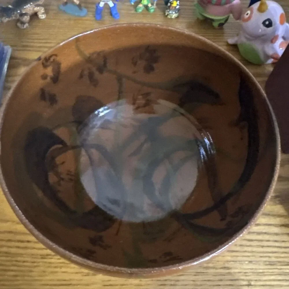 Stephen Rodriguez New Haven CT Signed Studio Stoneware Brown Glossy Serving Bowl